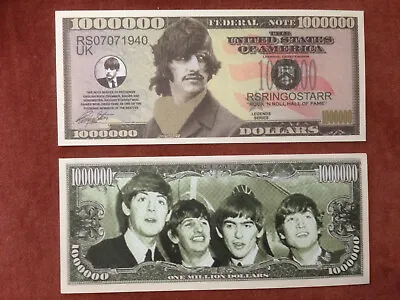 Two Ringo Starr One Million Dollars Doublesided Novelty Banknotes. • £1.95