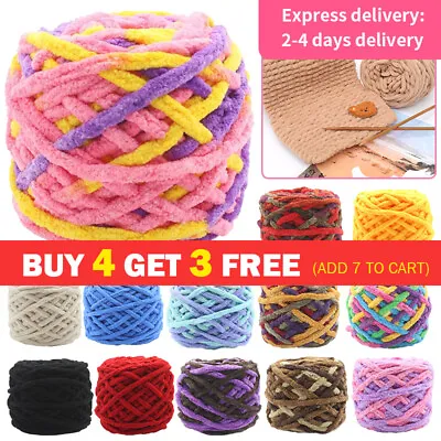 100g Skeins Chunky Chenille Yarn Velvet Super Soft Knitting Baby Wool Crochet • £3.78