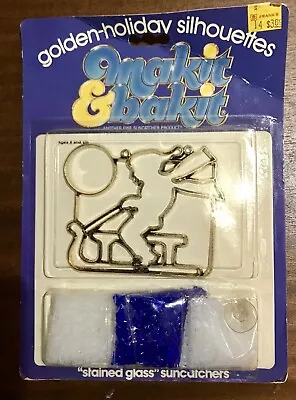 Vintage Makit Bakit Golden Holiday Silhouettes Sled Suncatcher Ornament Kit • $5