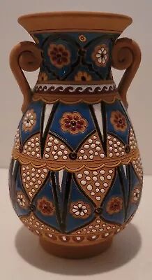 VTG Small Brightly Color Floral Bud Vase Signed Manousakis-Keramik Rodos 7' • $29.99