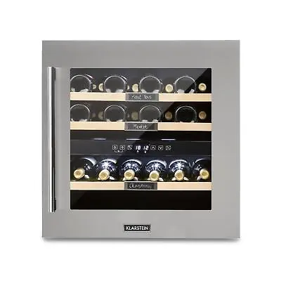 £624.99 • Buy Wine Fridge Refrigerator Drinks Chiller 36 Bottles 2 Zones 94L LED Steel Silver
