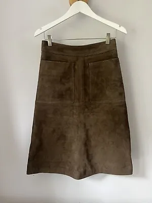 £32 • Buy Marks And Spencers Autograph Olive Suede A Line 60s Skirt Uk10