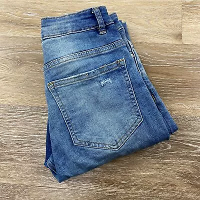 DIVIDED By H&M Skinny Leg High Waisted Med Wash Blue Denim Jeans Women's Size 6 • $13.50