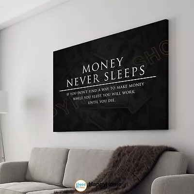 Money Never Sleeps Wall Art Warren Buffett Quote Investing Rule Print Decor-P749 • $215.60