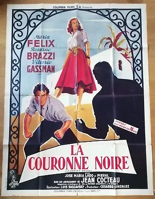 CORONA NEGRA Maria Felix Jean Cocteau Original French Movie Poster 63x47 '52 • $79