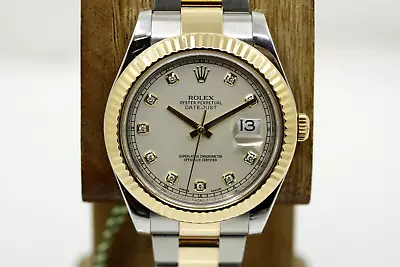 Rolex Datejust II 116333 Steel 18K Yellow Gold 41mm Diamond Dial Automatic Watch • $12599.99