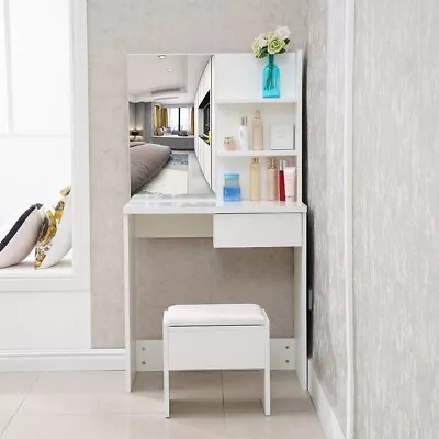£74.99 • Buy White Corner Dressing Table Makeup Desk Bedroom Vanity Set With 1 Drawer 3 Shelf