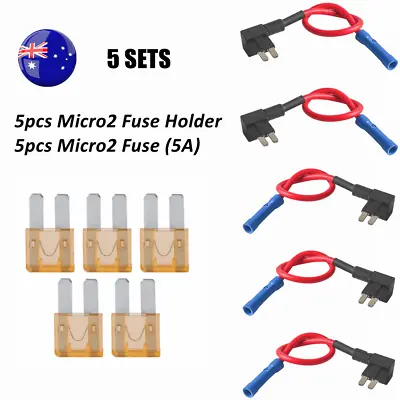 $17.99 • Buy 5 Sets Micro 2 ATR Blade Fuse Holder Tap 12V Car Add-A-Circuit Fuse 5Amp Fuses