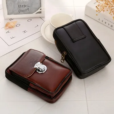 Double Leather Mens Phone Waist Belt Case Bag Pocket Hip Fanny Pack Purse Pouch • £6.67