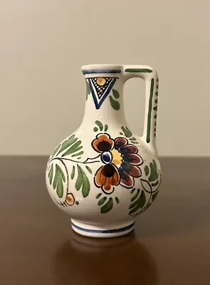 Vintage Delft Multi Color Hand Painted Floral Small 4” Jug Pitcher Signed 106 DP • $17.95