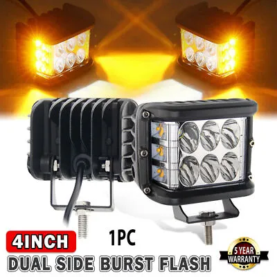 4  LED Work Light Bar Pods Dual Side White & Amber Strobe Lamp Shooter ATV Truck • $14.99