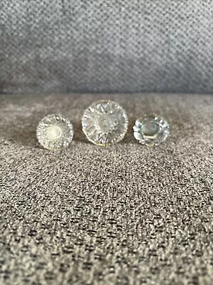 Vintage Lot Of 3 Different Glass Drawer Pull Knobs 1 Has Bubbles In Glass • $19.99