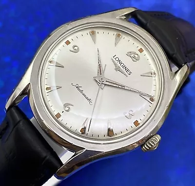 Vintage 1953 Man’s LONGINES Automatic Stunning Silver Dial Serviced & WARRANTY • $595