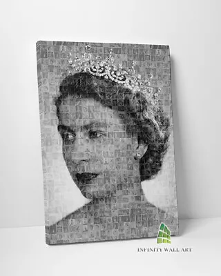 Queen Elizabeth Collage Portrait Canvas Art Print Wall Art Picture Decor -E19 • £22.75