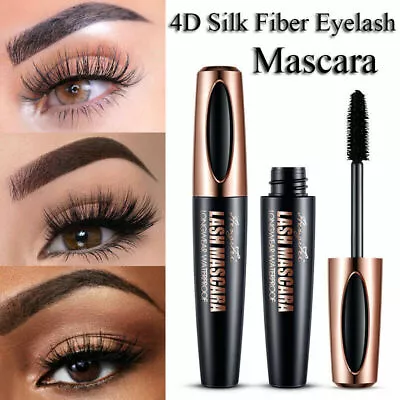 4D Silk Fiber Eyelash Mascara Extension Makeup Waterproof Kits Eye Lashes Black • $6.16