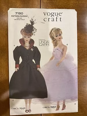 Vogue Craft Pattern 7190 - 1940s-50s Fashions For Barbie 11.5  Doll - UNCUT • $9.99