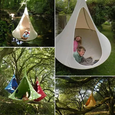 Hammock Swing Kid Chair UFO Shape Teepee Tree Garden Outdoor Hanging Hamaca Tent • £38.55