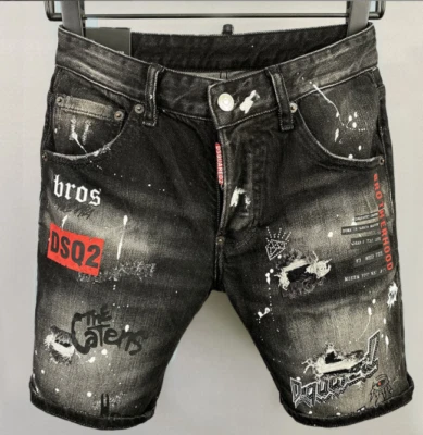 £28.79 • Buy Dsquared2 Jeans Shorts Mens Skinny Scuffed Hole Patch Blue Dsq2 Denim Pants UK--
