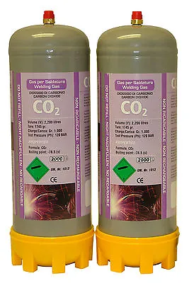 2x Co2 2.2ltr Gas Bottles For MIG Welding Disposable Cylinders • £57.96