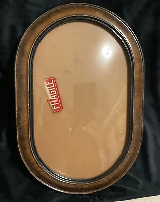 Antique Oval Picture Frame BUBBLE GLASS Convex Wood Vintage Victorian Old • $110