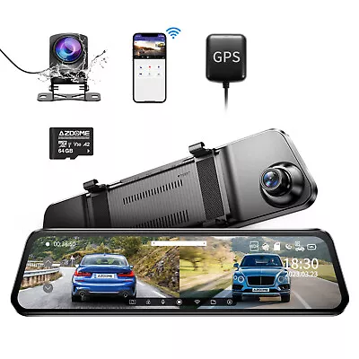 AZDOME 11.8  2K+1080P Dash Cam Rear View Mirror Camera GPS Wifi Reversing Assist • $106.99