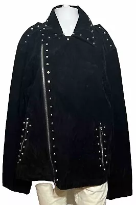 Coofandy Moto Jacket Women's Medium Black Velvet Edgy Metal Studs NIght Life • $28.50