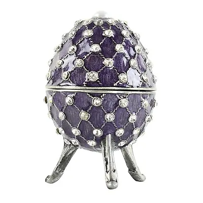 $14.99 • Buy Purple Bejeweled Pearl Egg Trinket Box Jewelry Ring Holder Keepsake Hinged