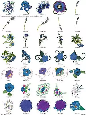 600 ASSORTED BLUE FLOWERS COLLECTION Embroidery Machine Designs Patterns PES • $9.95