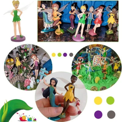 7Pcs Tinkerbell Flower Fairy Elf Princess Figures Toy Set Cake Toppers Kid Gift. • £10.04