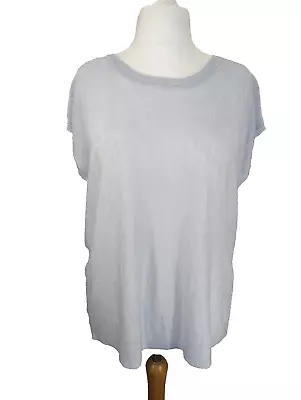 The White Company Ladies Jumper Blue Size 16 Oversized Slouch Linen Split Back • £24.96