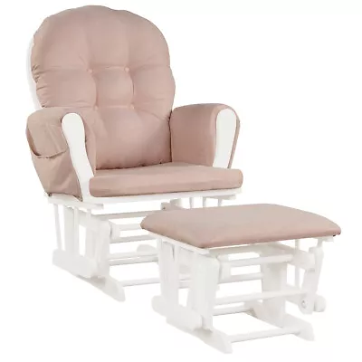 Baby Nursery Relax Rocker Rocking Chair Glider & Ottoman Set W/ Cushion Pink • $199.99