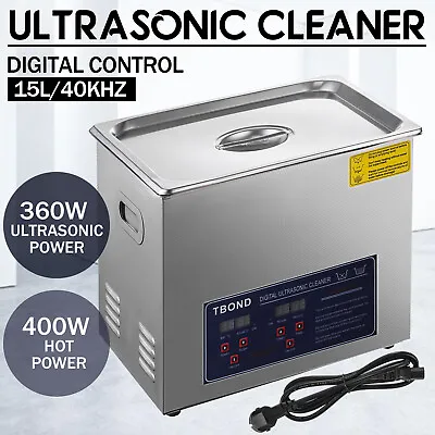 Ultrasonic Cleaner 15L W/ Digital Timer And Heater For Carburetor Part Cleaning • $152.90