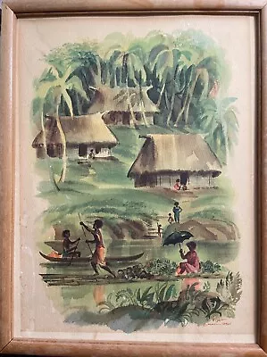 VTG Matson Lines Menu Cover Framed L Macouillard Fiji Hawaii  1960s • $75