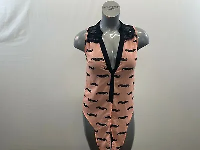 Streetwear Society Women's Pink Moustache Themed Lace Back Tank Top • $7.99