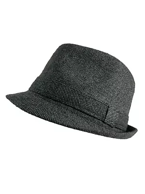 Gray 4% Wool Blend Fedora Hat Mini Stripe S/M Unisex Men Women • $12