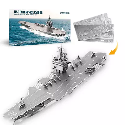 Piececool_USS Enterprise CVN-65 Aircraft Carrier Metal Model Kit_3D Metal Puzzle • $44.95