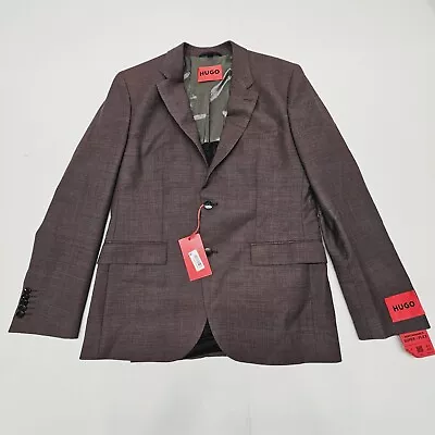 HUGO BOSS Mens 38R Dark Red Modern Fit Wool Blend Suit Jacket Blazer $445 • $79.99