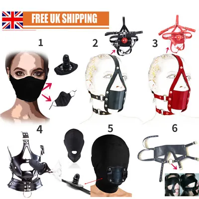 £23.58 • Buy Open Mouth Gag Face Mask Erotic Bondage Head Hood Slave Headgear Harness BDSM