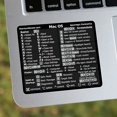 £6.54 • Buy SYNERLOGIC Apple Macbook Pro/Air/iMac/Mini Keyboard Shortcut Sticker Vinyl