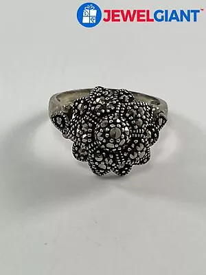 A Sterling Silver Marcasite Ring Size 8.00 5.7 G #ez105 • $9.99