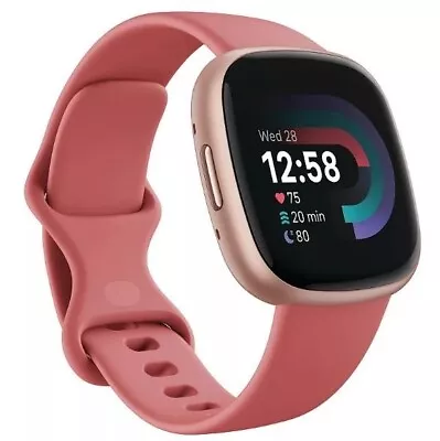 Fitbit Versa 4 Fitness Smartwatch Bundle Beet Juice/Copper Rose One Size Small • $145.88