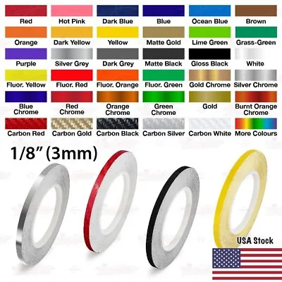1/8  Roll Vinyl Pinstriping Pin Stripe Solid Line Car Tape Decal Stickers 3mm • $8.95