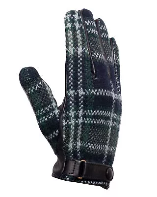 NWT LABONIA GLOVES Leather Tartan Wool Blue Napoli Luxury Handmade Italy 9 • $55.30