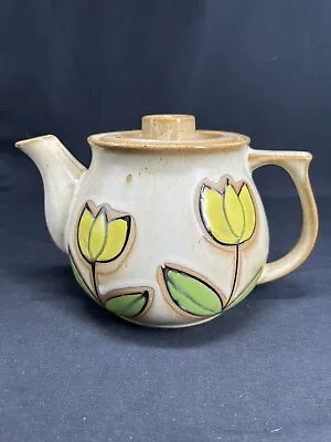 Vintage Mid Century Modern Mod Pottery Art Ceramic Tea Pot Japan Retro Tulips • $25