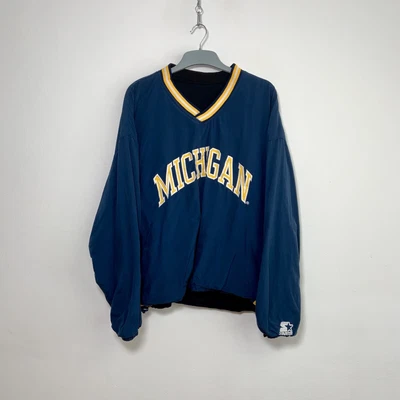 £59 • Buy Starter Michigan Wolverines Windbreaker Jacket Reversible Blue Size L