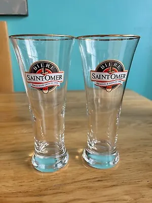 2x Saint Omer Half Pint Glasses Flute Bar Pub Mancave • £10.67