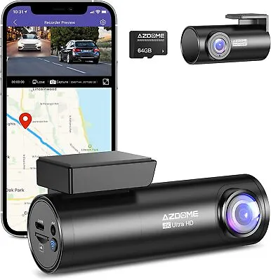 $89.99 • Buy AZDOME Dual Lens Dash Cam 4K+1080P 5.8GHz WiFi GPS Voice Control Night Vision
