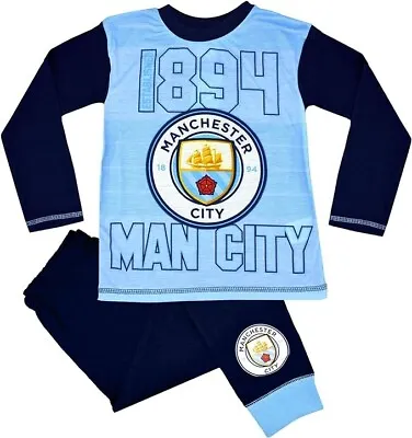 Manchester City Official Licensed Pyjamas Kids Pyjama PJ's Sleepwear Age 4 - 6 • £8.99