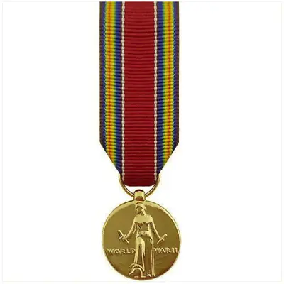 Vanguard MINIATURE MEDAL: WORLD WAR II VICTORY - 24K GOLD PLATED • $17.97