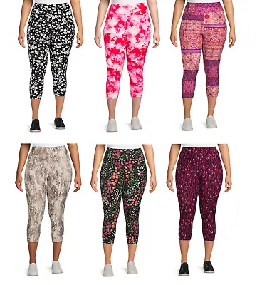 Terra & Sky Women's Printed Capri Leggings - Ditsy Floral Tie Dye 1X 2X 3X 4X • $8.65